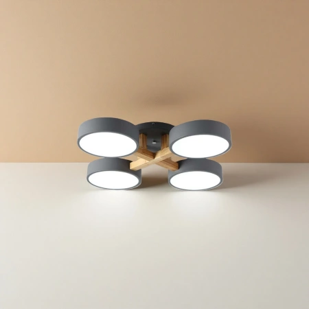 The grey four-lamp ceiling lamp has a simple and modern lampshade for living room and bedroom lighting The grey four-lamp ceiling lamp has a simple and modern lampshade for living room and bedroom lighting